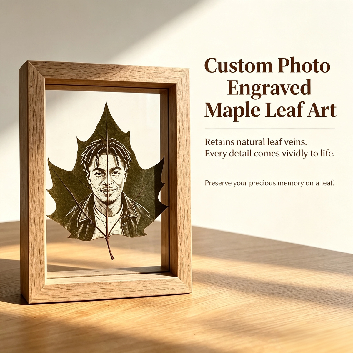 Custom Photo Engraved Real Leaf Keepsake