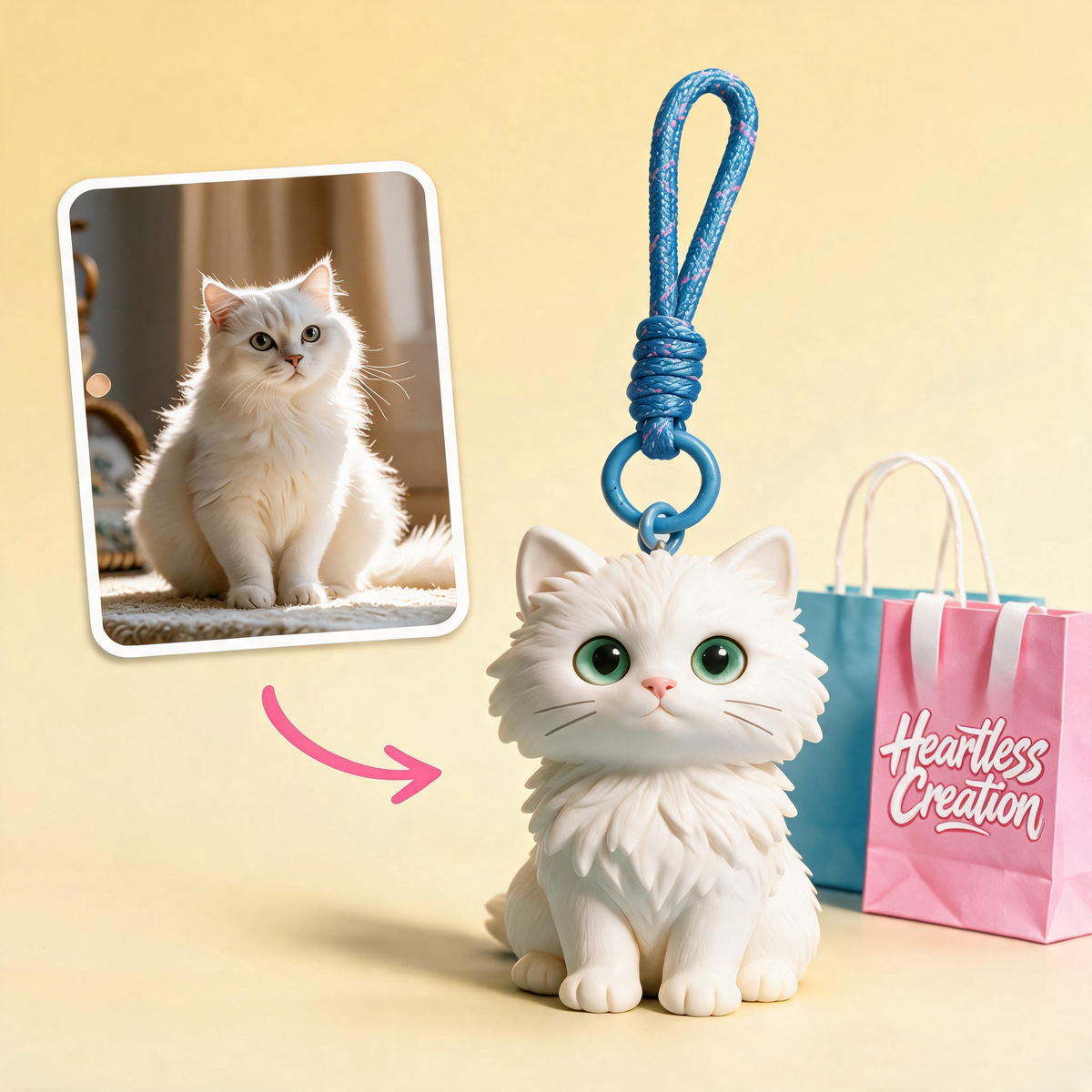 Custom 3D-Printed Chibi Photo Keychain